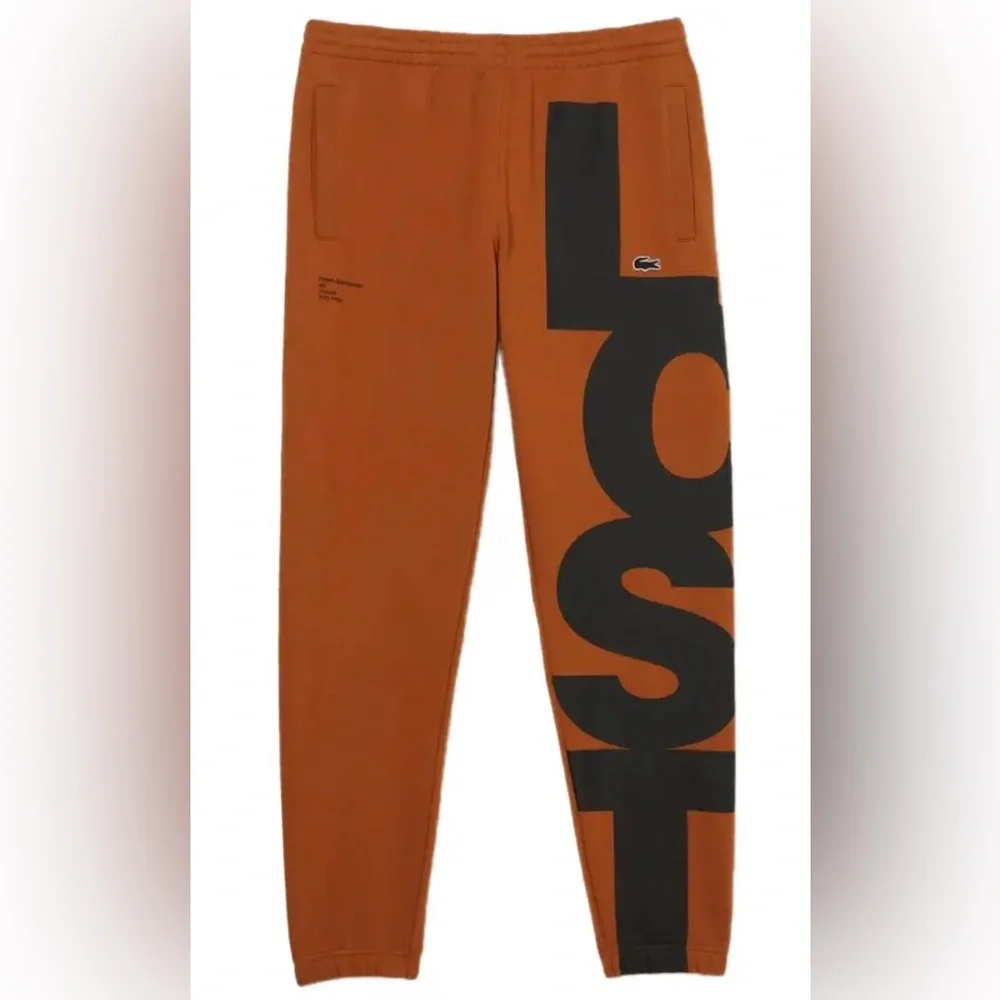 Lacoste Men's Lacoste Brown/Black Contrast Lettering Cotton Sweatpants